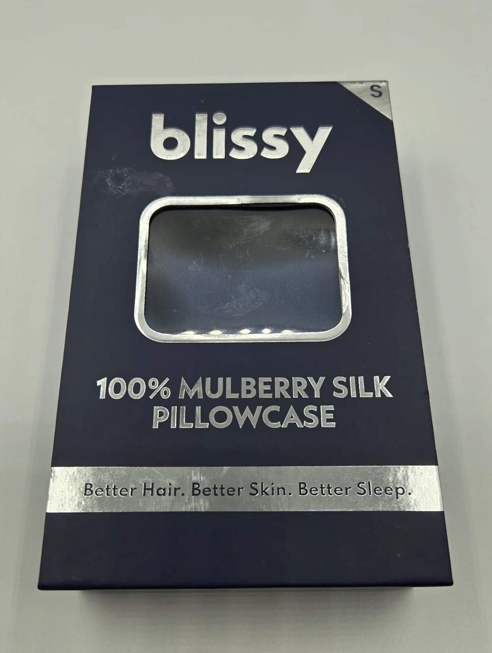 NWT Blissy Mulberry Silk Pillowcase, Navy Blue, Standard/Queen or King Size